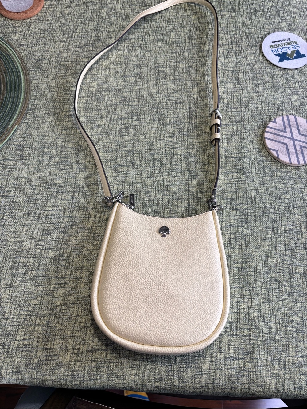 kate spade light yellow Pebbled Leather Crossbody Bag